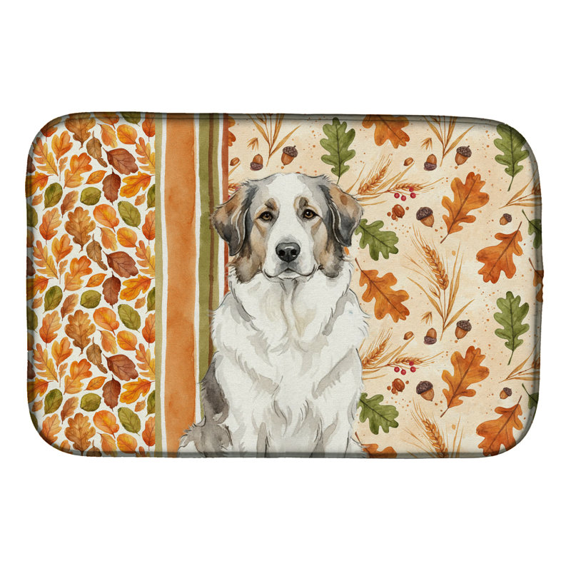 Badger Great Pyrenees Heirloom Fall Dish Drying Mat