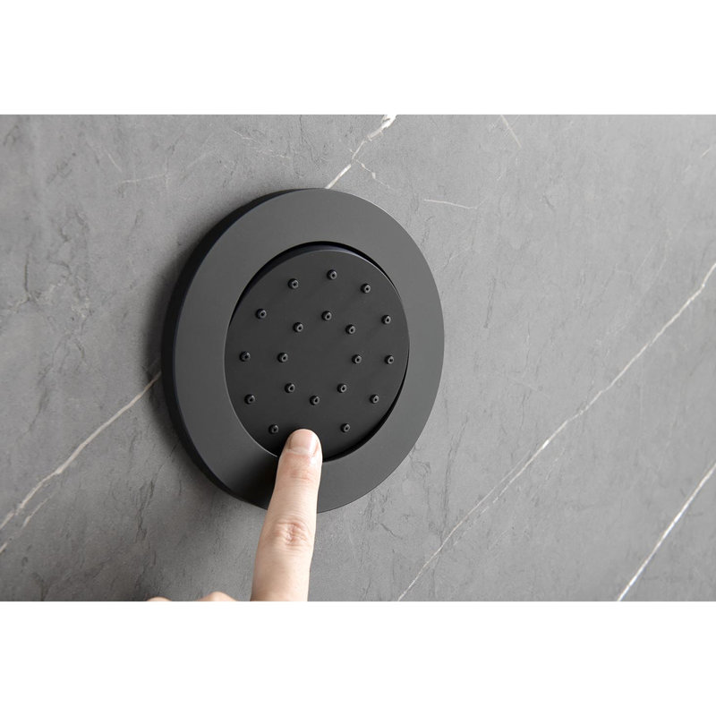 Douche noire mate avec garniture de valve en laiton et options en jets, Noir mat