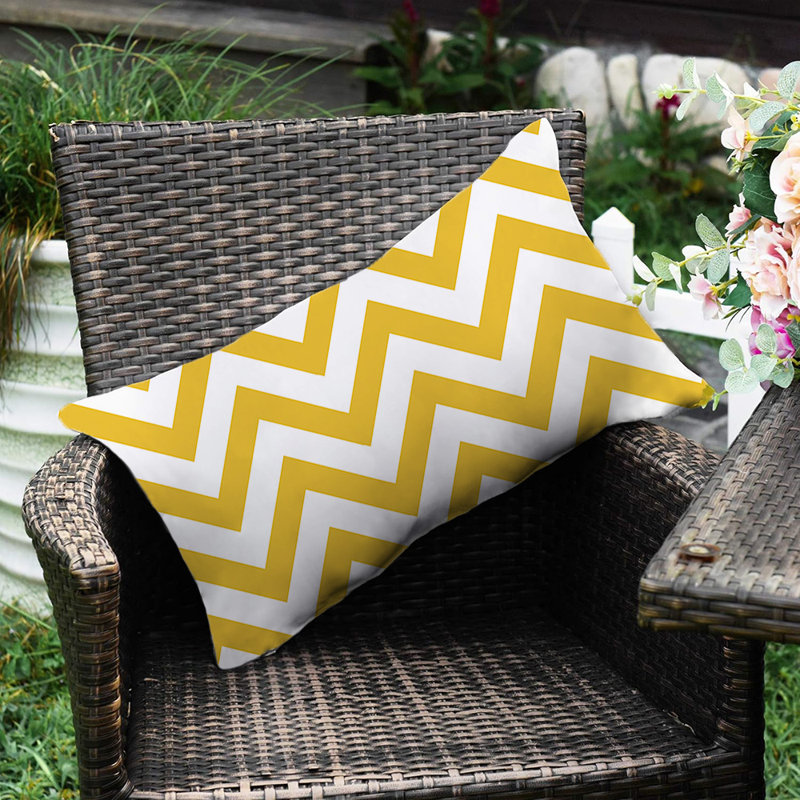 Set of 2 Chevron Indoor/Outdoor Throw Pillows Covers 12"x20" Rectangle Lumbar support, Rectangle 12"H x 20"W