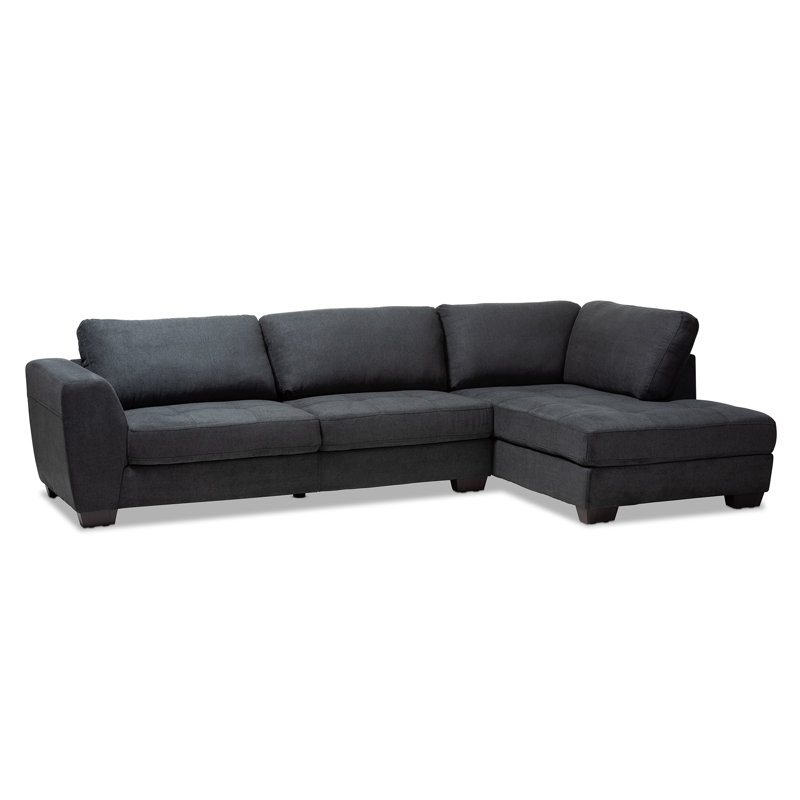 Canapé et méridienne de 116,5 po de large Nata faisant face à la droite, Anthracite