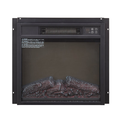 Chaufferette électrique 18 "1400W, flammes réalistes, verre trempé noir, 60 Hz, foyer à température réglable 1400W, télécommande, flamme, 62F - 82F