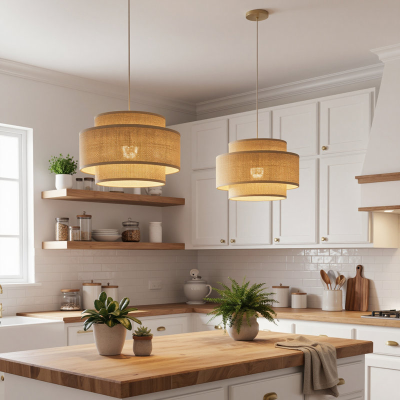 Luminaire suspendu en rotin de bambou tissé à la main pour n'importe quelle pièce
