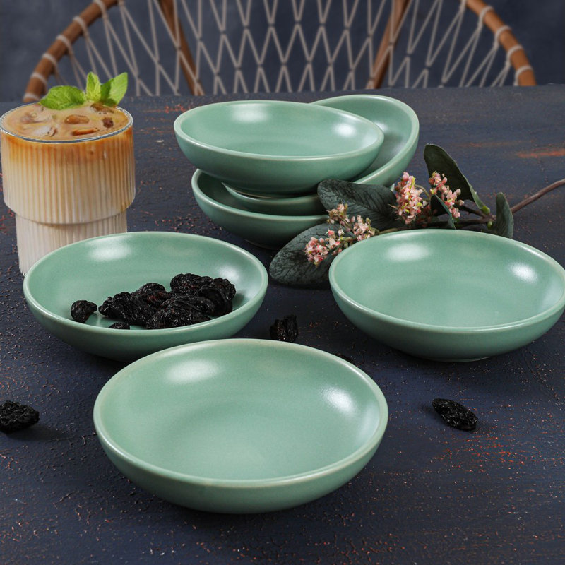 Eco-Friendly Ceramic Sauce Bowl Set (6 Pieces), Green, 5.1 inches | 100% Antibacterial, Water-Resistant | Dishwasher Safe up to 122°F, Microwave Safe | Perfect for Dipping, Sauces, and Condiments, Easy to Clean