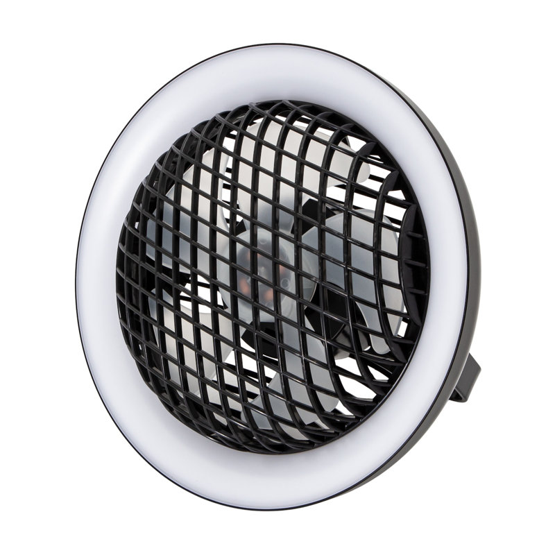 Rechargeable 3 Speed Desk Fan With LED Dimmable Ring Light By, Matte Black