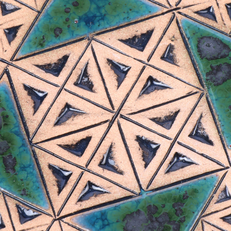 Sous-verre en céramique bleu / beige fait à la main Cosmopolis