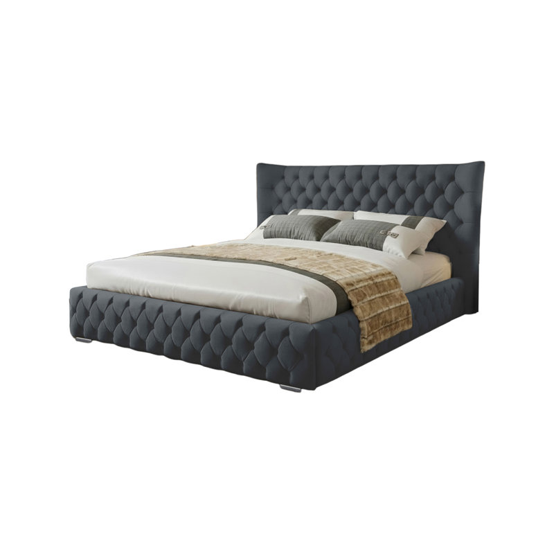 Achilleas Upholstered Bed, Charcoal, Double (4'6)