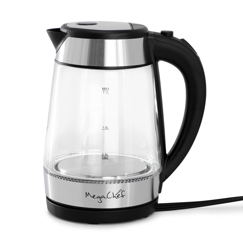 Bouilloire électrique en acier inoxydable et verre de 1,7 litre MegaChef en argent