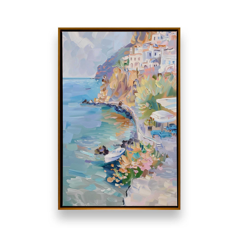 Côte pastel Amalfi II, Or poli, H 19 po x l 13 po, Cadre flottant