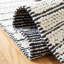 Tapis rayé ivoire / noir en laine / coton Vermont-136239630