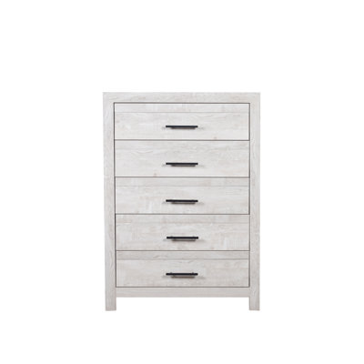 Commode 5 tiroirs de style moderne en bois naturel rustique