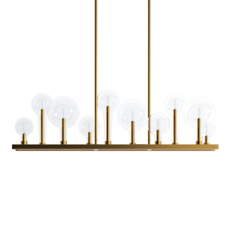 Indira 10 - Light Dimmable Linear Chandelier, Lacquered Brass