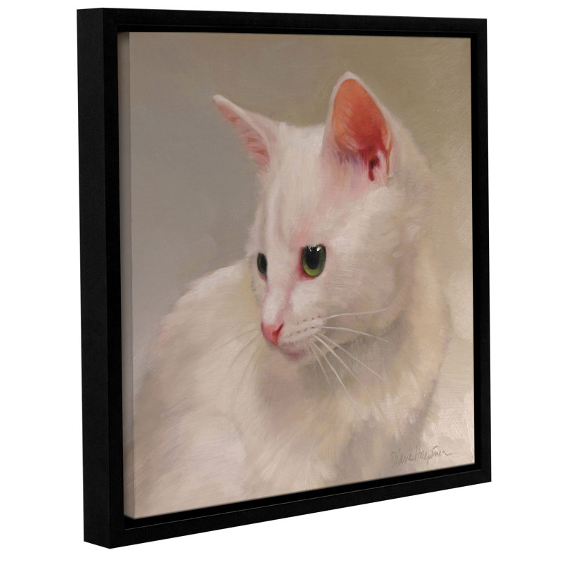 « white chat », reproduction d’art sur toile encadrée, H 10 po x l 10 po x P 2 po