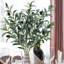 4 PCS Fake Olive Tree Branches Faux Olive Branches for Vase 37 inch Long Stems Artificial Greenery Stems Bulk Green Leaves Plant Twigs Decor