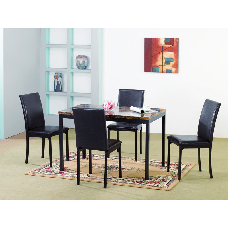 Della Faux Marble Top Four Leg Dining Set