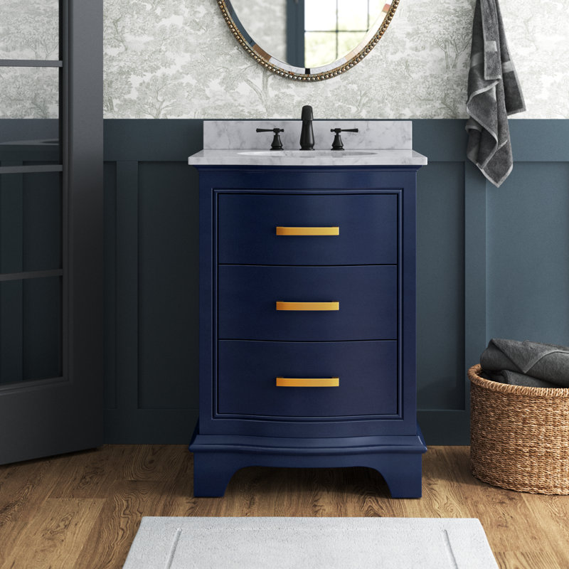 Ensemble de meuble-lavabo simple 24 po Goleta, Bleu marine / doré brossé
