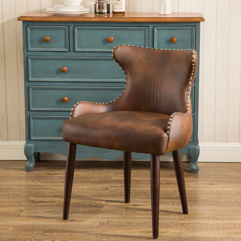 Jaria Tufted Armchair, Brown  Faux Leather