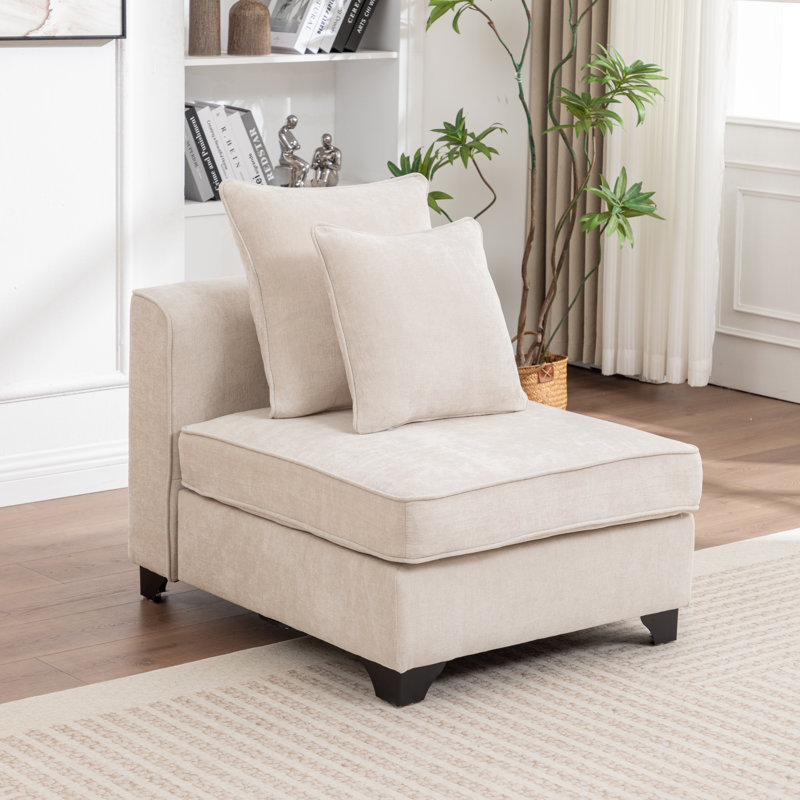 Bennett Upholstered Armless Chair, Beige