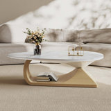 Albanese 47.2" Modern White Oval Coffee Table, Living Room Table Center Table with Faux Marble Top