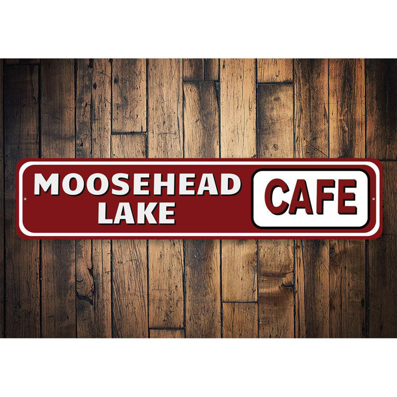 Plaque en aluminium Lake Cafe, H 4 po x l 18 po x P 0,04 po