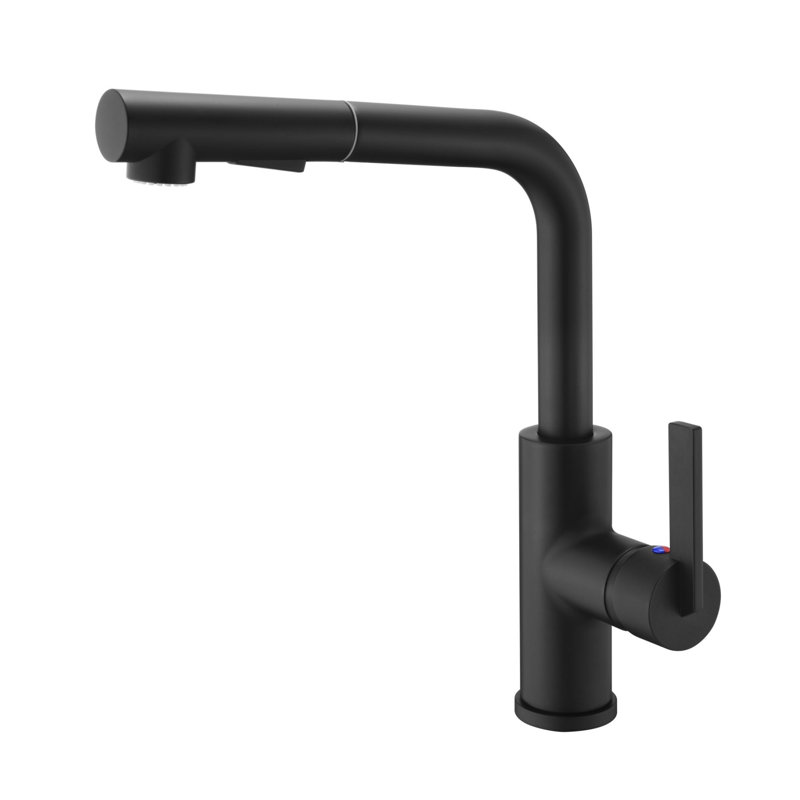 Robinet de cuisine à installation à un trou avec douchette extractible Hena - Noir mat, Noir mat
