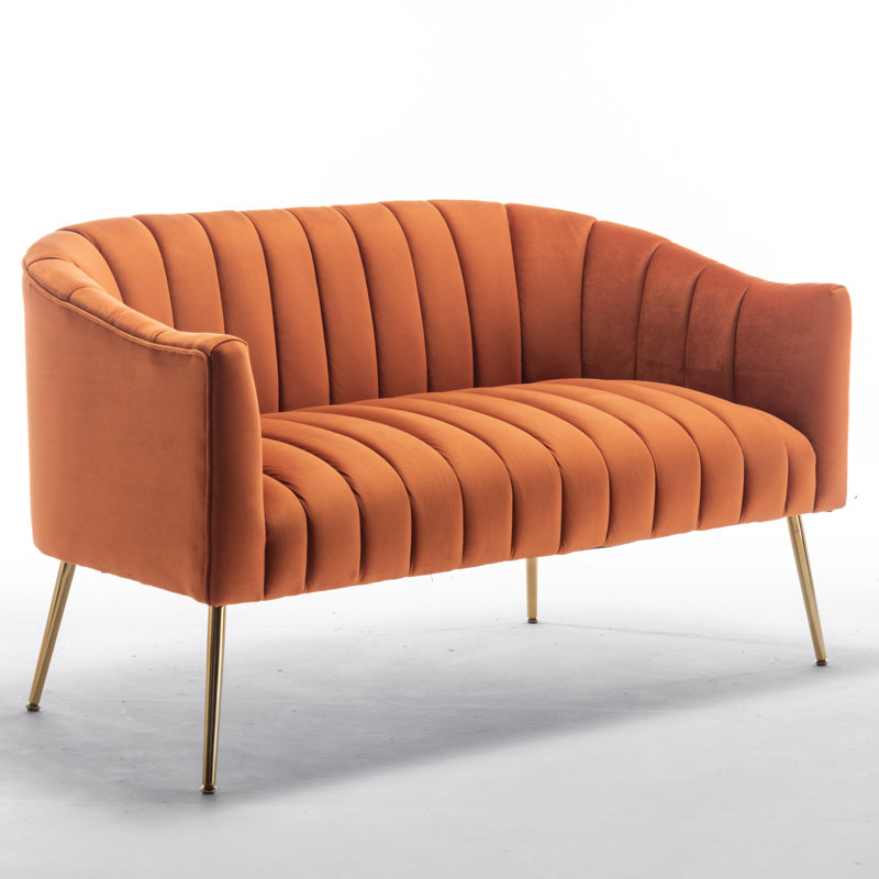Causeuse à accoudoirs encastrés 50,6 po Murrow, Velours orange