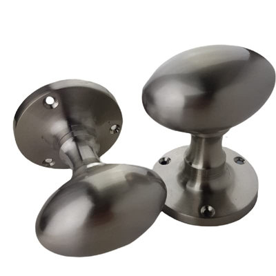 1 Pair Oval Mortice Sprung Door Knob Set Pack in Polished Brass Finish