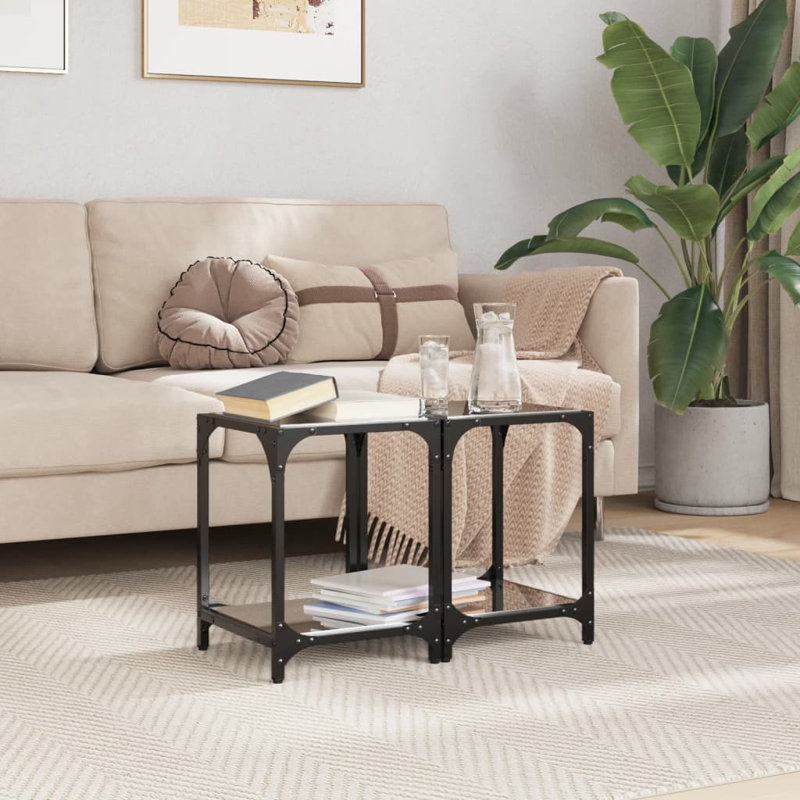 Daelani Coffee Table with Storage, 40cm H x 30cm L x 30cm W, Black