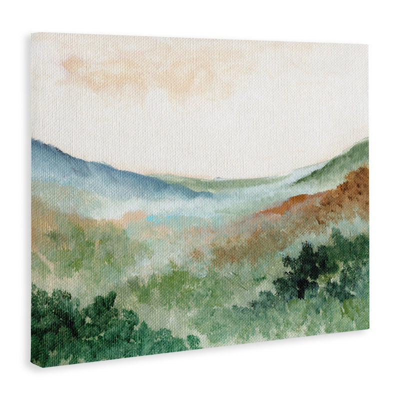 Toile de paysage vert rêveur, design par Nikita Jariwala, H 24 po x l 30 po