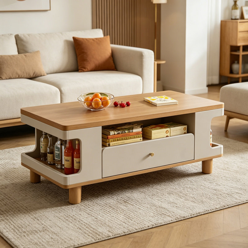 Table basse moderne avec rangement en bois