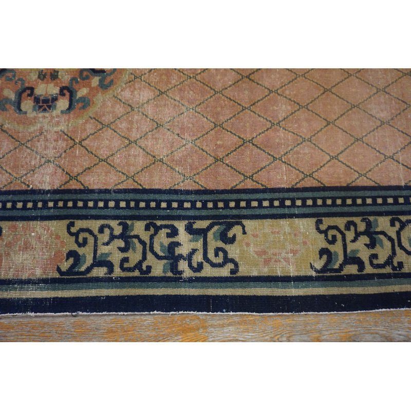 Antique Chinese Room Size Wool Rose Rug