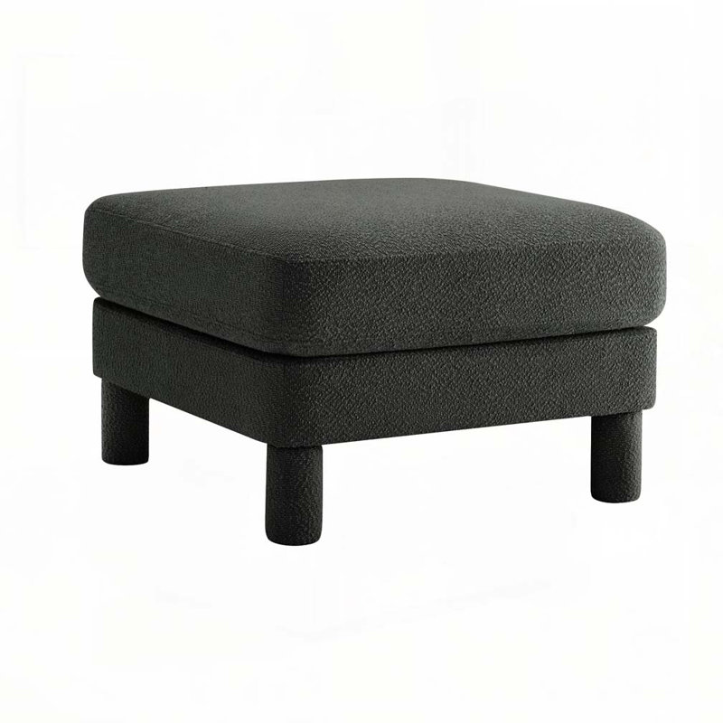 Boucle Upholstered Ottoman For Sectional, Dark Gray