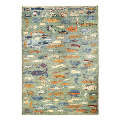 Canvello Fine Hand Knotted Gabbeh Fish Design - 6'9" X 9'