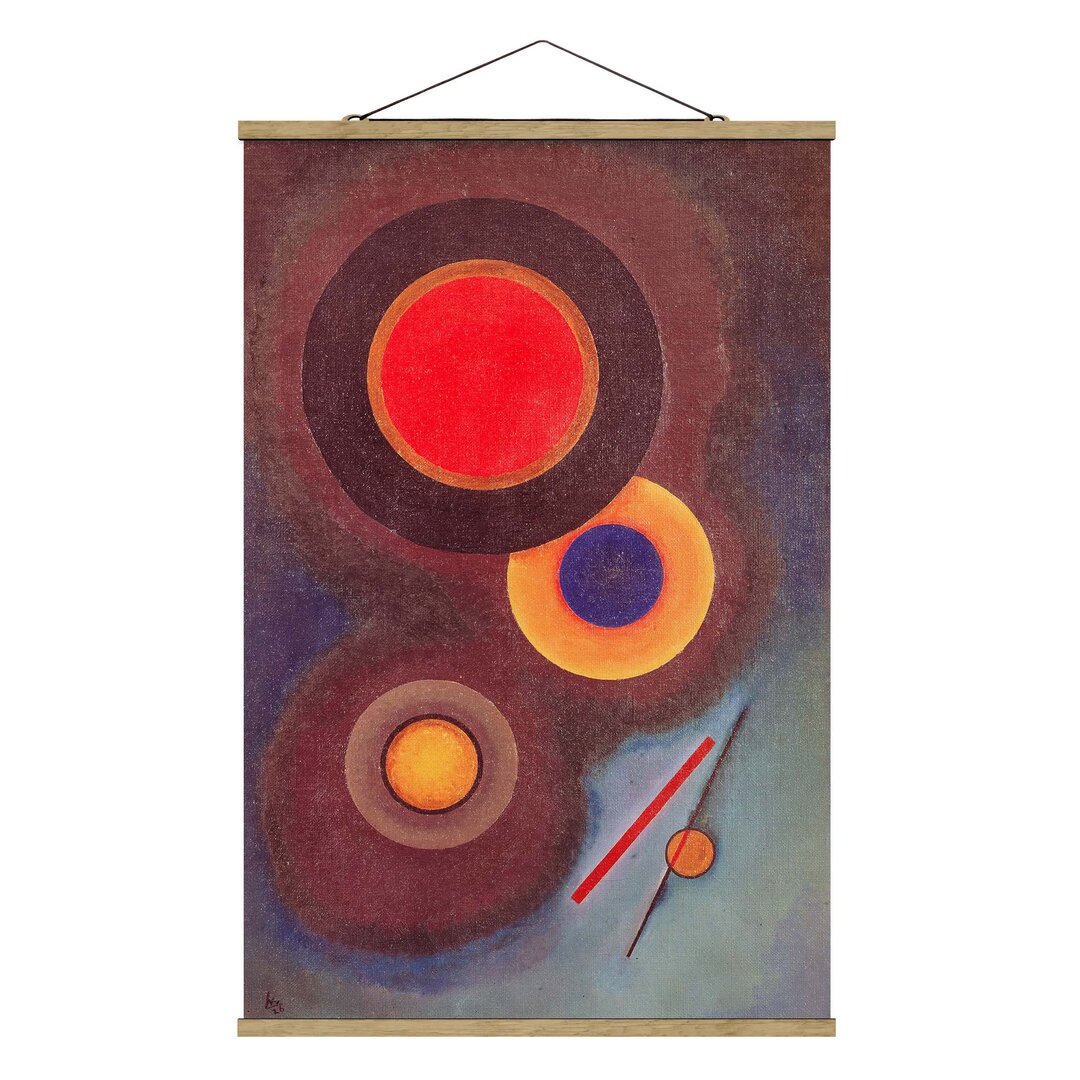 Stoffbild Mit Posterleisten - Wassily Kandinsky - Kreise Und Linien - Hochformat 3:2