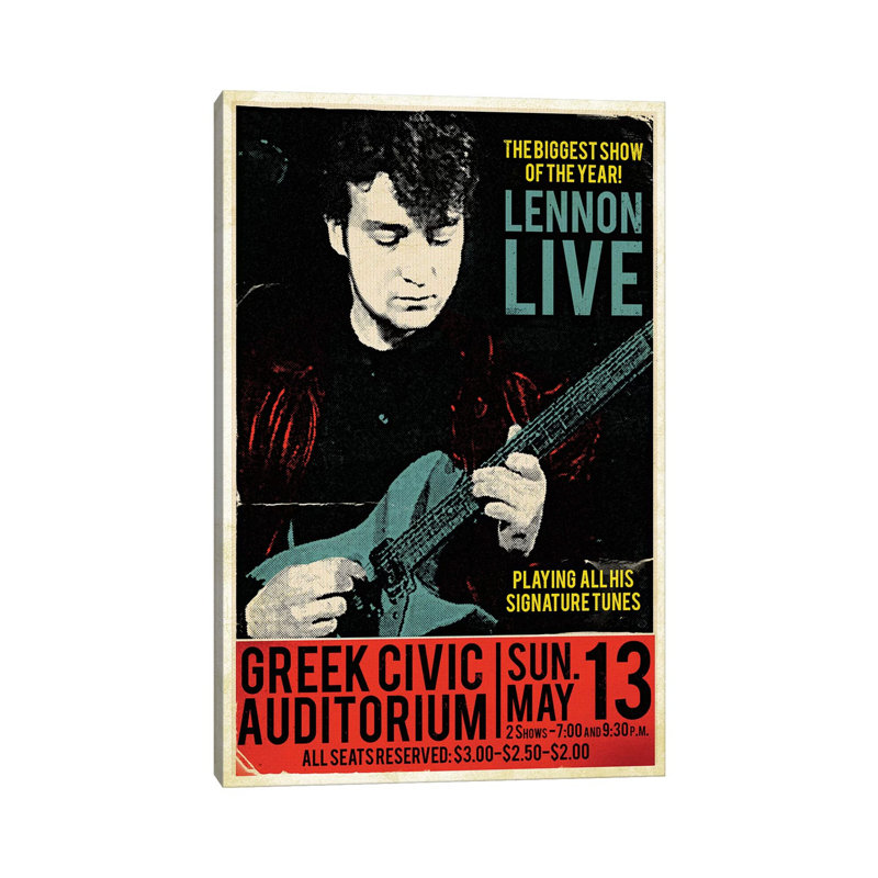 John Lennon at the Greek Civic Auditorium by Radio Days - Graphic Art Print on Canvas, 20.32 cm H x 30.48 cm W
