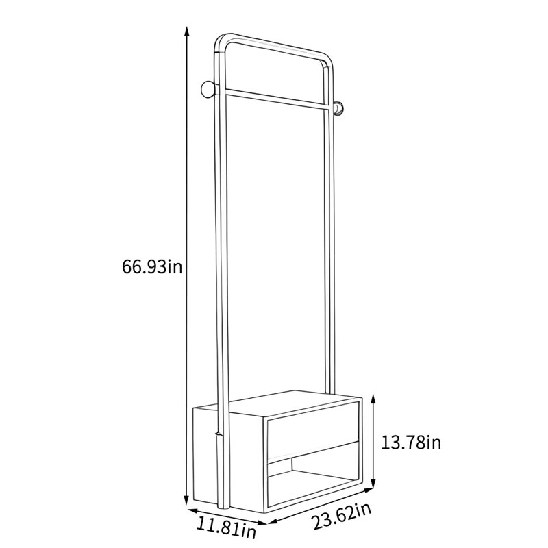 Portemanteaux en bois massif laiton multifonctionnel, Brun