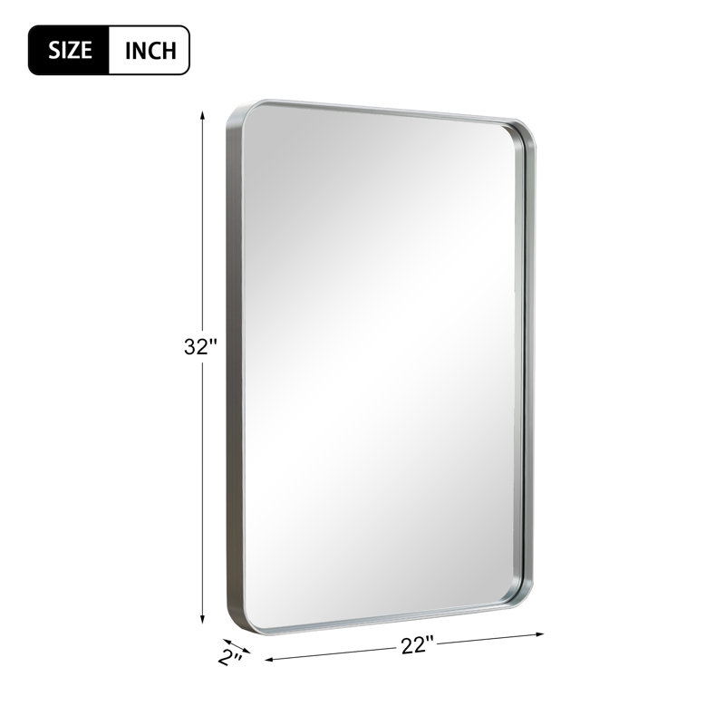 Miroir de salle de bain mural moderne rectangulaire en alliage d'aluminium avec cadre rectangulaire pour salle de bain, vestibule, salon