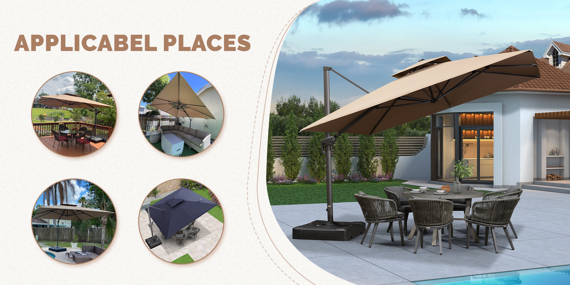 Arlmont & Co. 11ft Cantilever Outdoor Umbrella Double Top Square Offset