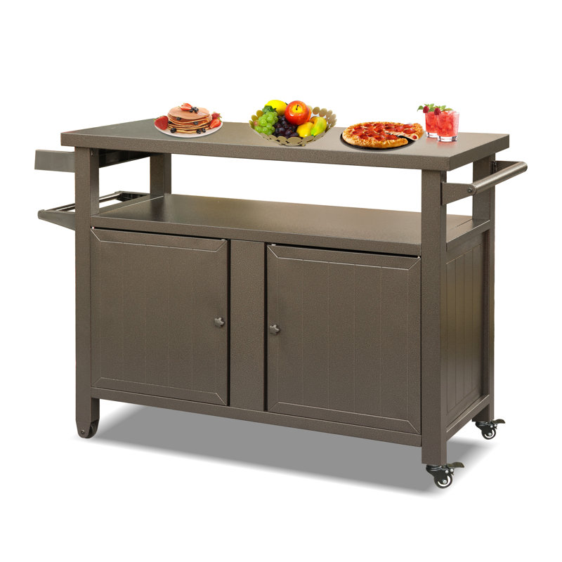 35.51'' H x 51.67'' W 3 - Cabinet Utility Cart with Wheels, Dark Brown