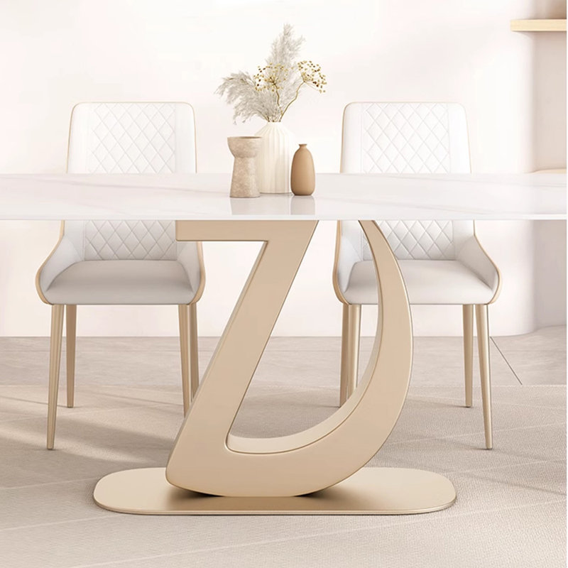 High-end sintered stone dining table set, 5, 29.53"H x 70.87"L x 35.43"W