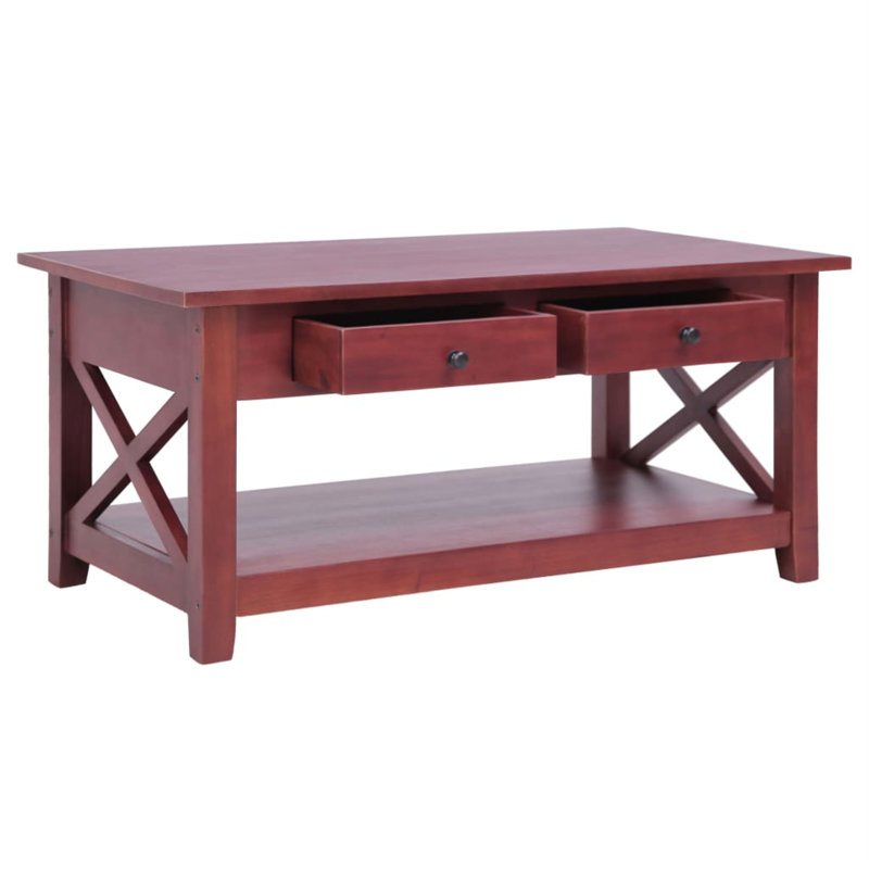 Table basse simple avec rangement en bois massif Castello, Brun