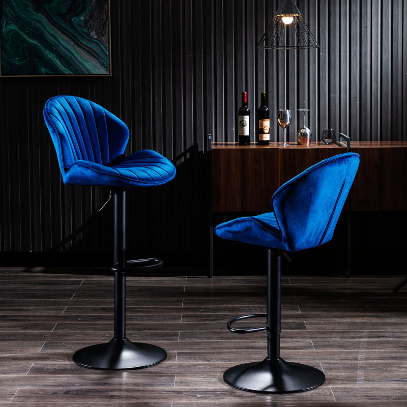 2 Pieces Bar Stools, Counter Height Bar Chairs For Kitchen, Modern Barstool For Home, Blue