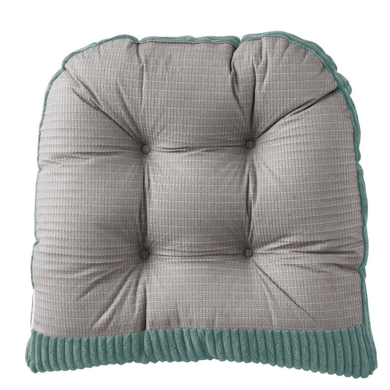 Velvet Rocking Chair Cushion 2 Piece Tufted Non Slip Set of Upper and Lower Cushions, Mint