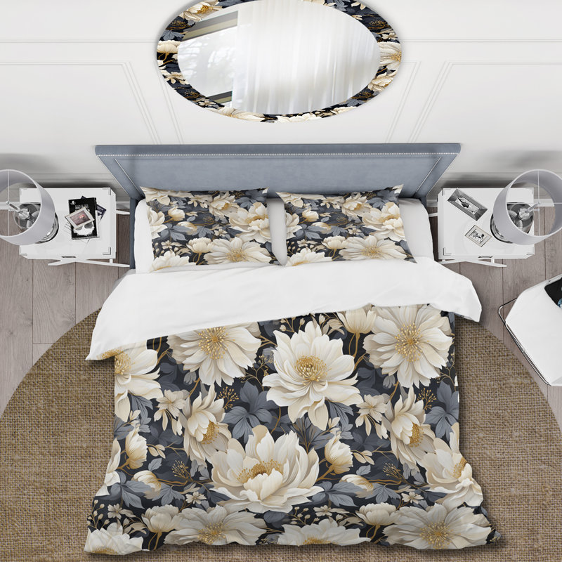 Magnifique Magnolia Blooms - Ensemble de housse de couette à motif floral, Housse de couette pour grand lit et 2 taies décor