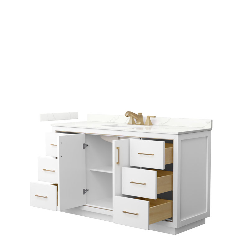 60'' W Single Vanity, Dark Blue, Brushed Nickel, Giotto Quartz