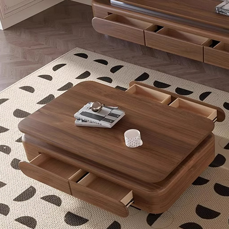 Table basse minimaliste en bois massif noyer, H 16,53 po x L 59,05 po x l 33,46 po