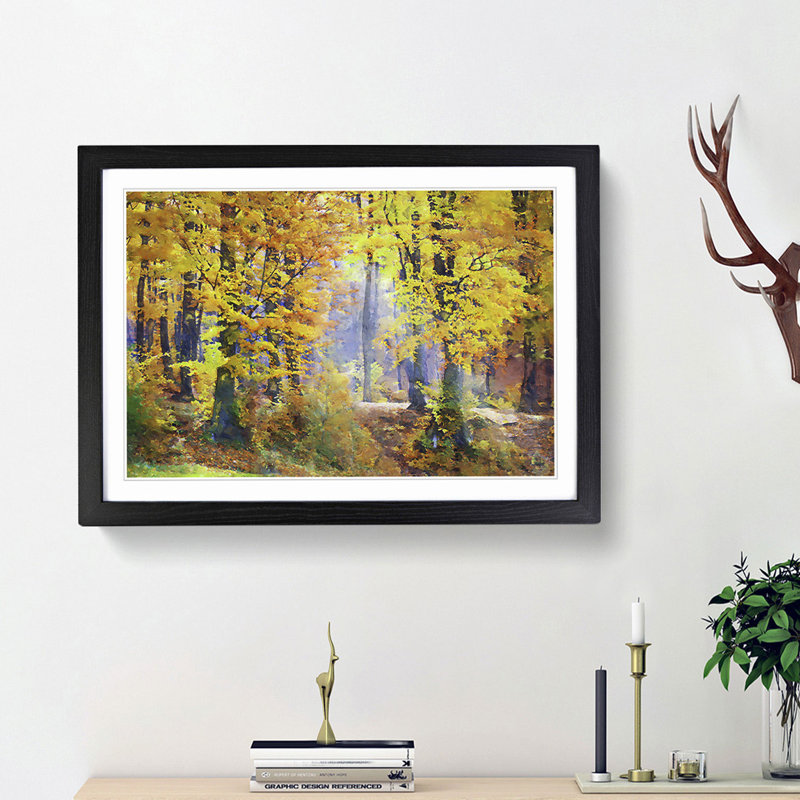 Forest in the Fall - Framed Print, 27cm H x 36cm W x 2cm D, Black Framed