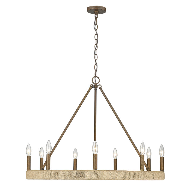 Lustre rond en acier à intensité variable 9 lumières Zeno