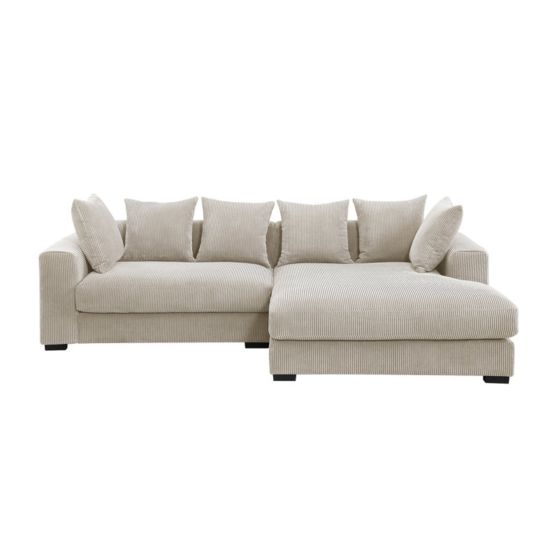 Naomi 3 - Piece Upholste Sectional, Beige Corduroy