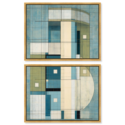 Ensemble de décoration murale de bureau Art Remedy : impression sur toile encadrée « Plan vertical I », cadre doré, 48 x 36