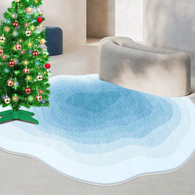 Tapis de chambre à coucher de forme irrégulière à tapis antidérapant pour la salle à manger et la cuisine; bleu